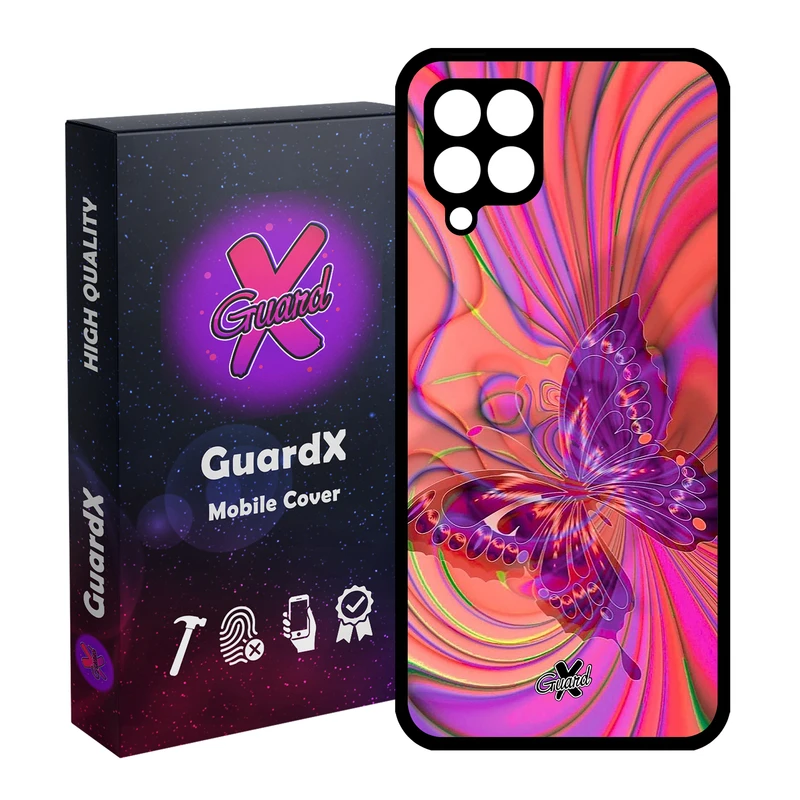 کاور گارد ایکس طرح پروانه مدل Glass10280 مناسب برای گوشی موبایل سامسونگ Galaxy A12