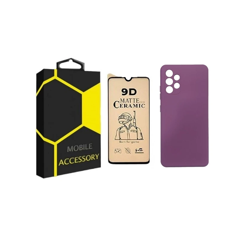 کاور مدل silicone مناسب برای گوشی موبایل سامسونگ Galaxy A23 به همراه محافظ صفحه نمایش 