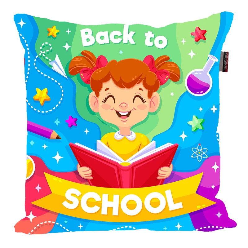 کوسن پاد آفرین مدل بازگشت به مدرسه دانش آموز کلاس درس روز معلم کد PK301536 سایز 30*30 سانتی متر