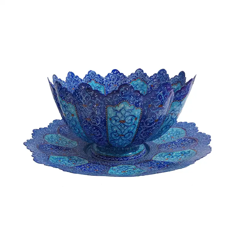 ست کاسه و بشقاب میناکاری مدل اسلیمی کد 8560