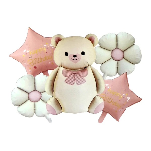 بادکنک فویلی مدل تدی کد TeddyB5pcs3 مجموعه 5 عددی