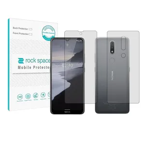 Rockspace HyGEL model clear screen protector suitable for Nokia 2.4 mobile phone along with the back of the phone