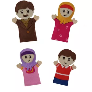 عروسک انگشتی رهام پاپالو طرح خانواده امین و آزاده مجموعه 4 عددی