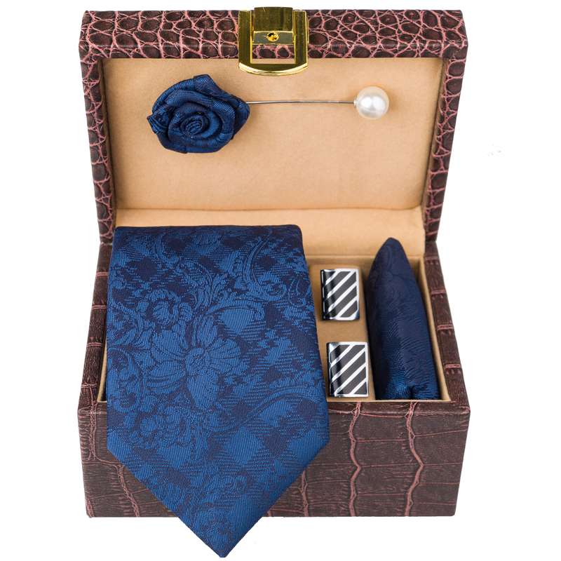 ست کراوات و دستمال جیب و دکمه سردست مردانه جیان فرانکو روسی مدل GF-F2333-BOX
