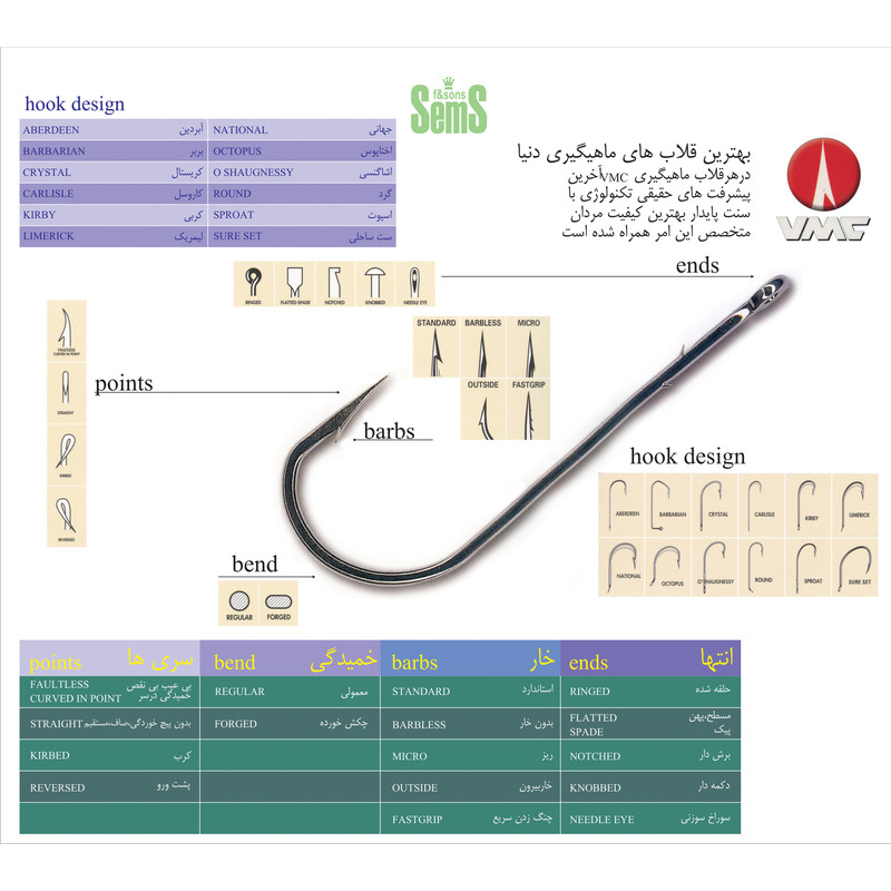 قلاب ماهیگیری وی ام سی کد 9292 سایز TR 6 بسته 10 عددی