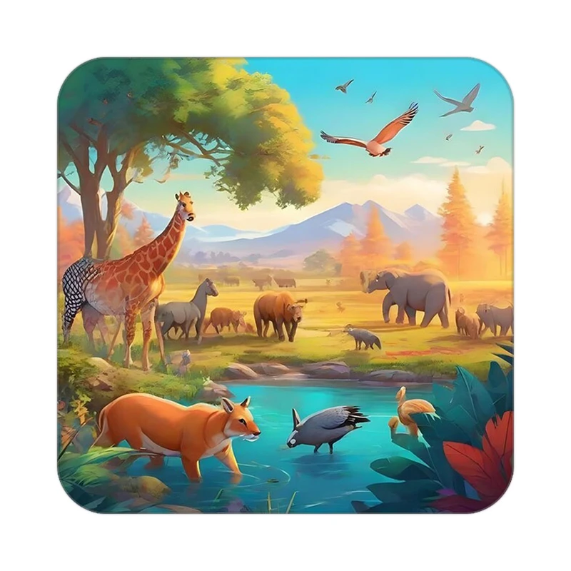 زیر لیوانی کاکتی طرح حیوانات رنگی مدل mp25669