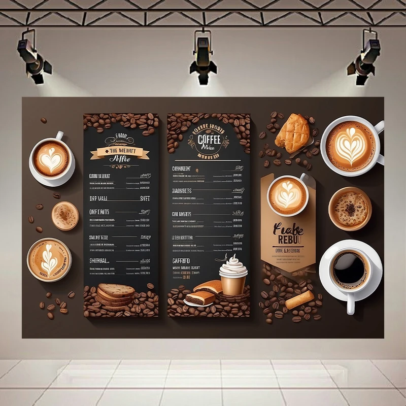  تابلو بوم طرح منوی کافه مدل آرت لاته کد AR303512