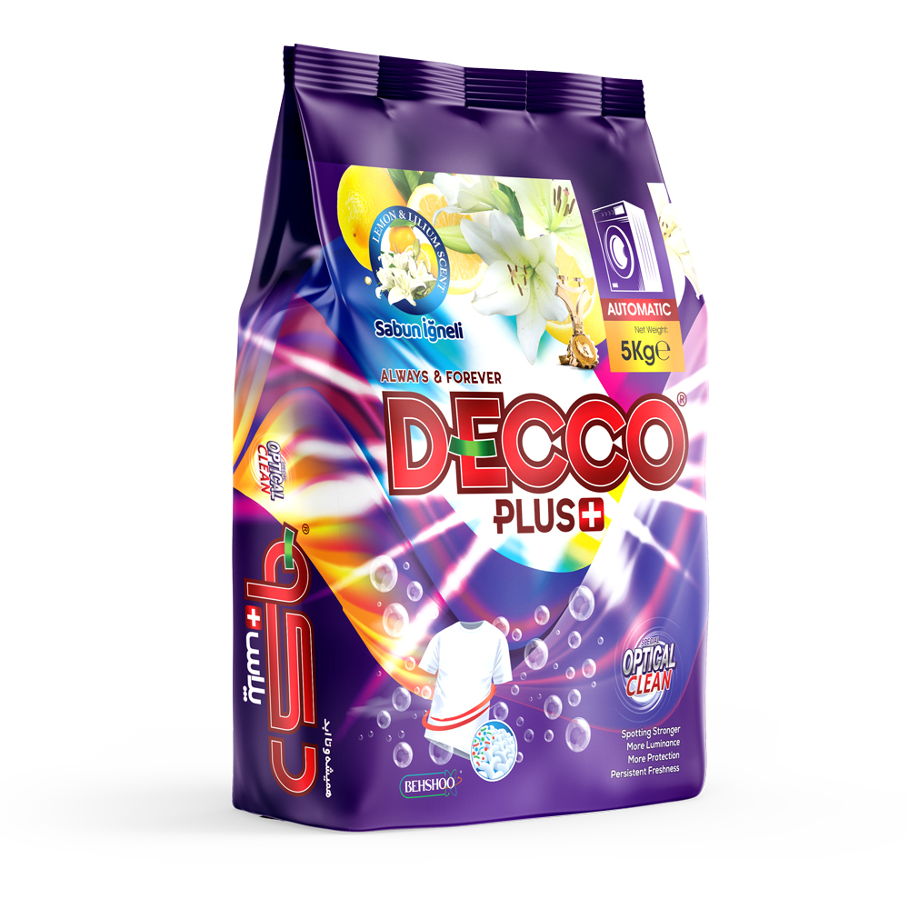 پودر  لباسشویی دکو پلاس مدل optical clean وزن 5000 گرم