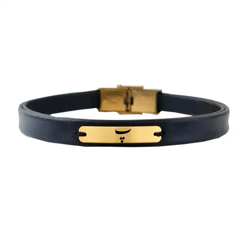 دستبند طلا 18 عیار مردانه لیردا مدل اسم پ