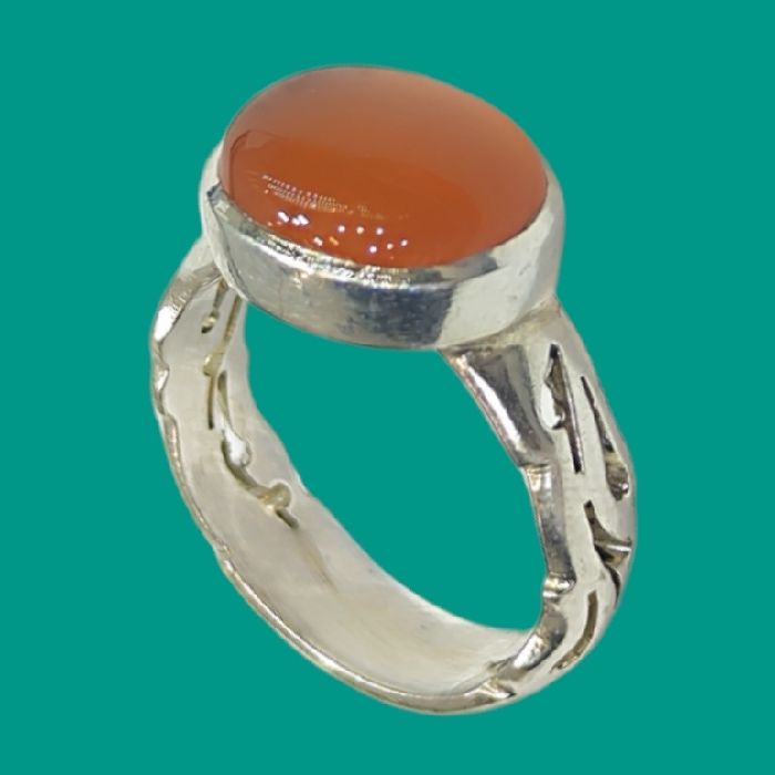 انگشتر نقره مردانه مدل سنگ عقیق یمانی رکاب دست ساز کد 7700 - - 9