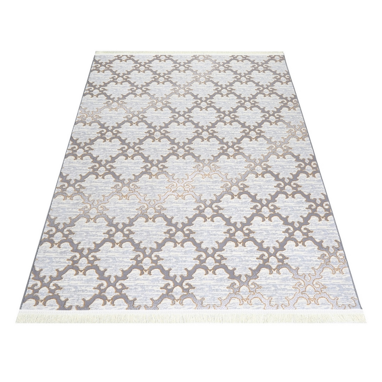 فرش ماشینی دنیای فرش طرح آتنا زمینه نقره ای