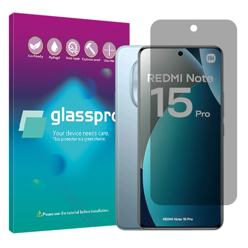 محافظ صفحه نمایش حریم شخصی گلس پرو مدل Resistant مناسب برای گوشی موبایل شیائومی Redmi Note 15 Pro 4G