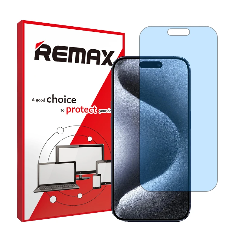 محافظ صفحه نمایش ضداشعه آبی ریمکس مدل HyBLU مناسب برای گوشی موبایل اپل iPhone 15 Pro Max