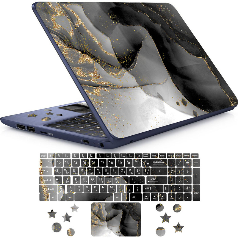 استیکر لپ تاپ راتیانا مدل marble16 مناسب برای لپ تاپ 15 تا 17 اینچ به همراه برچسب حروف فارسی کیبورد