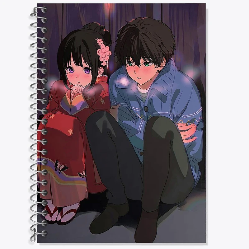 دفتر زبان 50 برگ خندالو مدل سه خط طرح اورکی و چیتاندا انیمه هیوکا Hyouka کد 17095