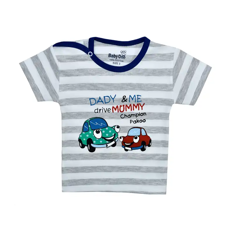 تی شرت آستین کوتاه نوزادی بی بی وان مدل ماشین کد 1