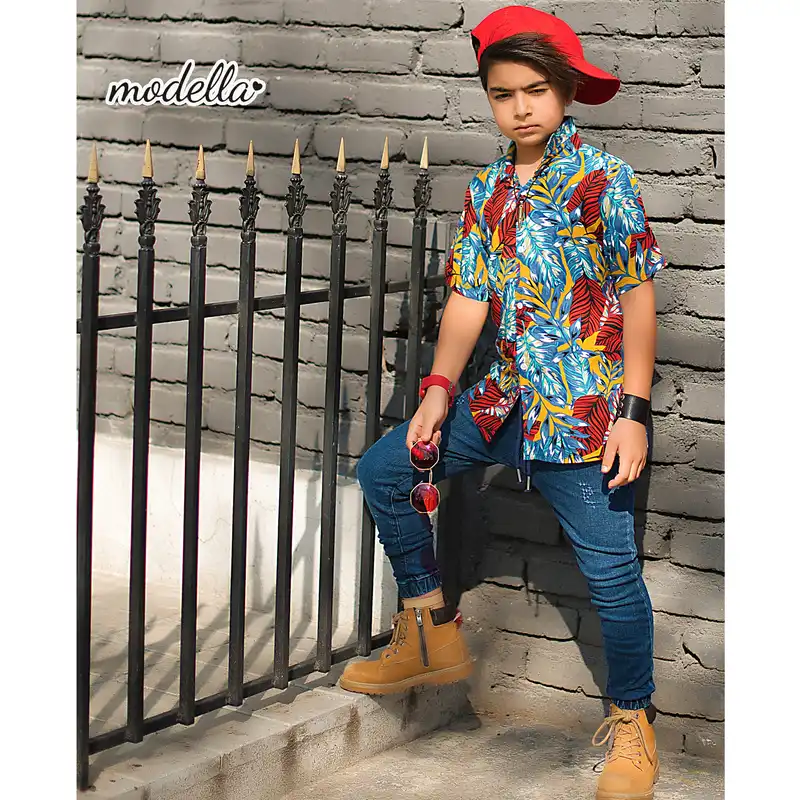 پیراهن پسرانه مدلا مدل هاوایی کد HOS110