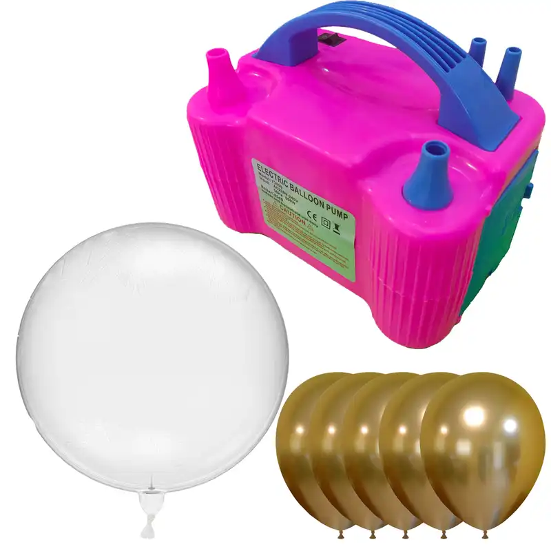 پمپ باد برقی و بادکنک مستر تم مدل سوپر کروم بوبو پلاس بسته 7 عددی