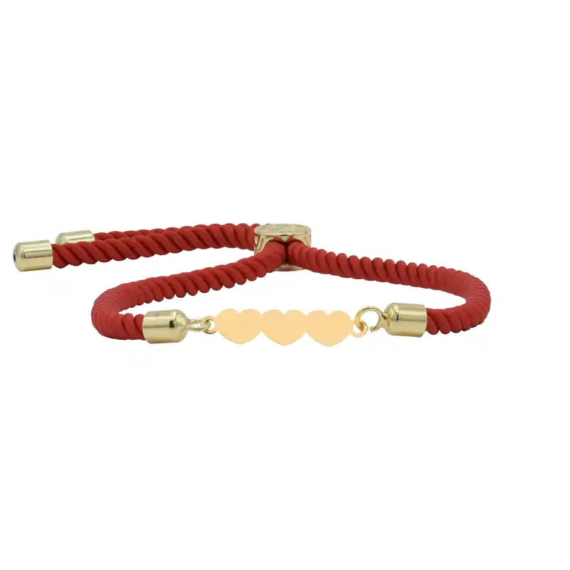 دستبند طلا 18 عیار زنانه مدل سه قلب  P909