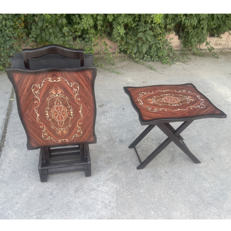 میز عسلی چند ضلعی گالری چوب آشنایی مدل Asl-Mrgh مجموعه ۴ عددی