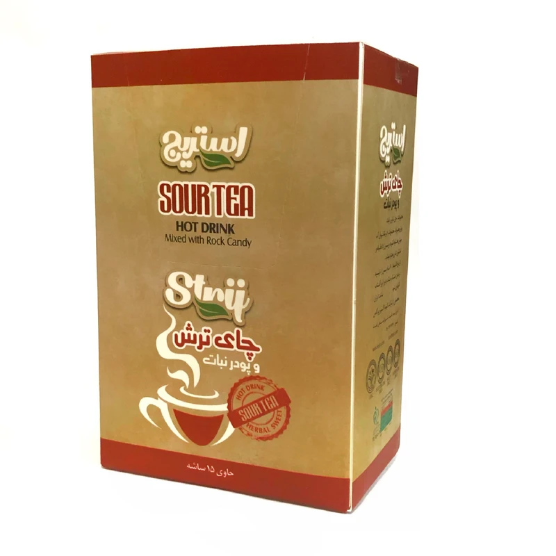 پودر نوشیدنی نیمه آماده چای ترش و نبات استریج بسته 15 عددی