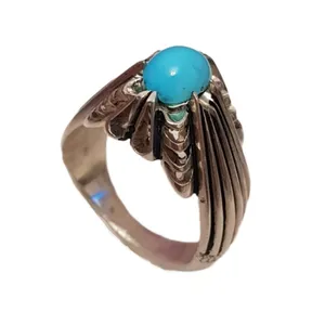 انگشتر نقره مردانه مدل دستساز فیروزه نیشابور عباسی