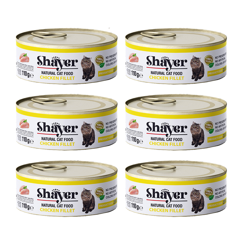 کنسرو گربه شایر مدل پته فیله مرغ وزن 110 گرم بسته 6 عددی