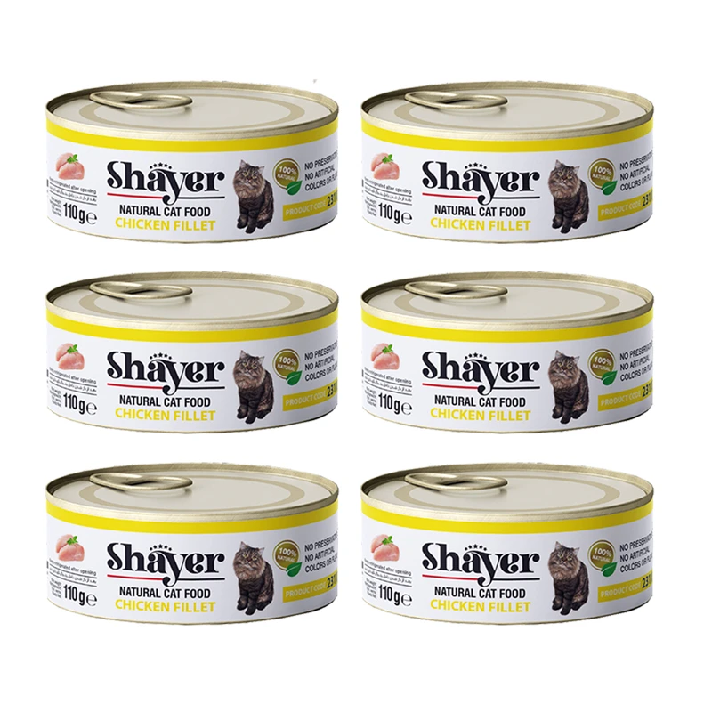   کنسرو گربه شایر مدل پته فیله مرغ وزن 110 گرم بسته 6 عددی