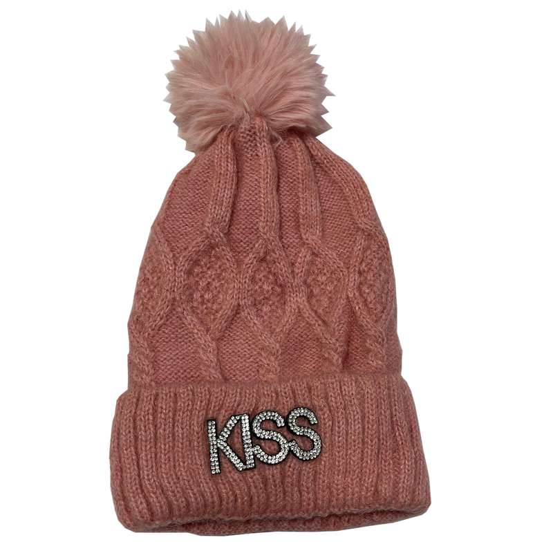 کلاه بافتنی مدل زمستانه طرح kiss
