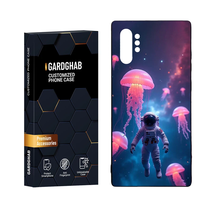 کاور گارد قاب مدل دور ژله ای پشت گلس کهکشان مناسب برای گوشی موبایل سامسونگ Galaxy Note 10 Plus