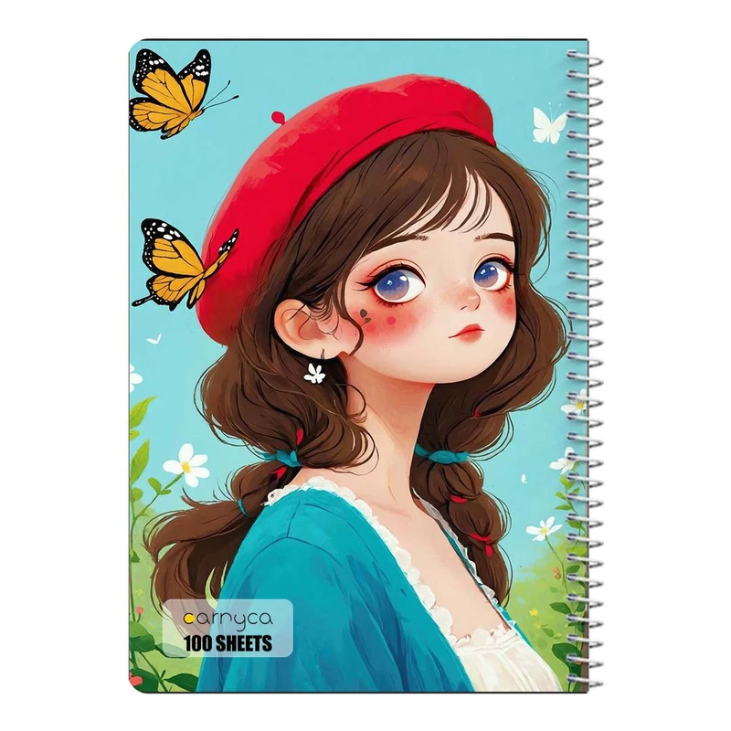 دفتر شطرنجی 100 برگ سیمی کارنیکا طرح دختر هنرمند Artistic Girl کد 34205