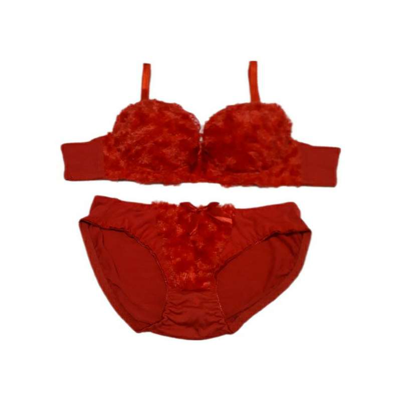 ست شورت و سوتین زنانه مدل شکوفه رنگ قرمز