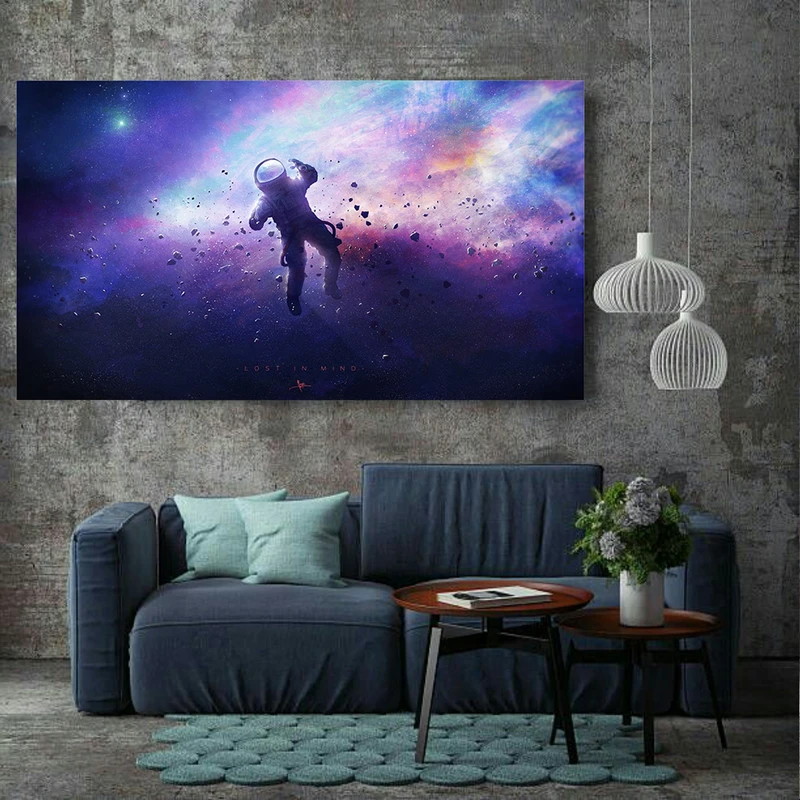 پوستر پارچه ای مدل چرم مخمل طرح فضانورد سرگردان lost in space کد PD2080