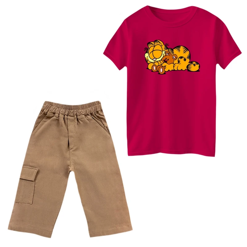 ست تی‌شرت و شلوارک پسرانه مدل گارفیلد کد 11