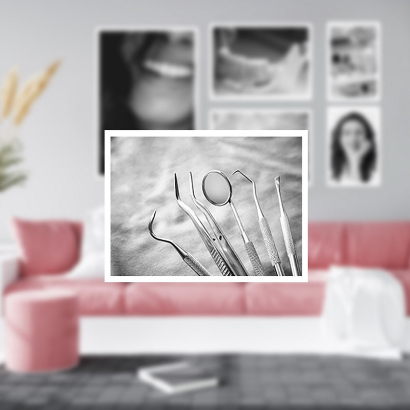 تابلو بکلیت طرح لبخند و مطب دندانپزشکی مدل W-1322 مجموعه 5 عددی