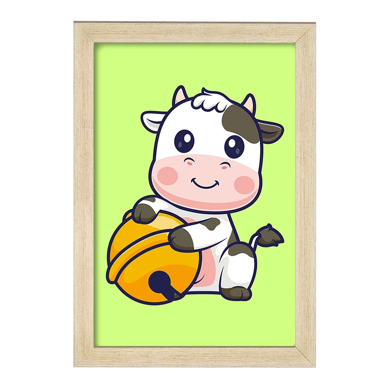 تابلو خندالو مدل حیوانات بامزه گاو کد 29731