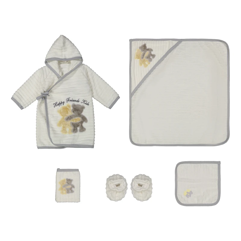 ست حوله کودک و نوزاد مادرکر طرح خرس سایز 75x75 سانتی‌متر مجموعه 5 عددی