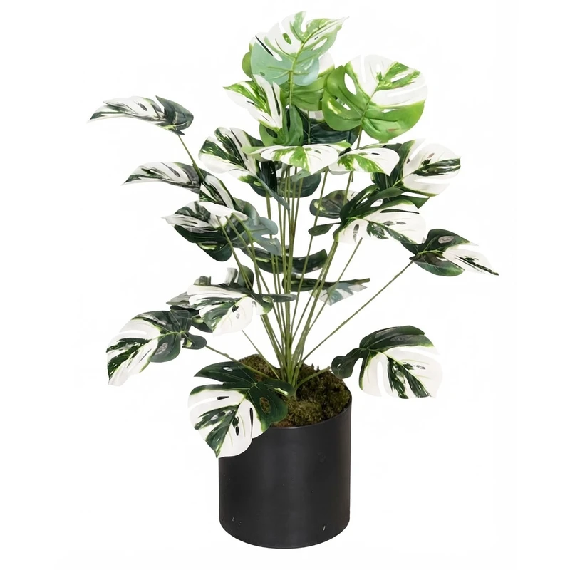 گلدان به همراه درختچه مصنوعی مدل انجیری ابری 24 برگ و زینو کد 24، ایستاده، با ابعاد 22x22x90 سانتی‌متر