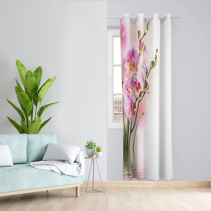 پرده طرح ارکیده مدل مخمل پانچی کد 2499 z سایز 140x200 سانتی متر