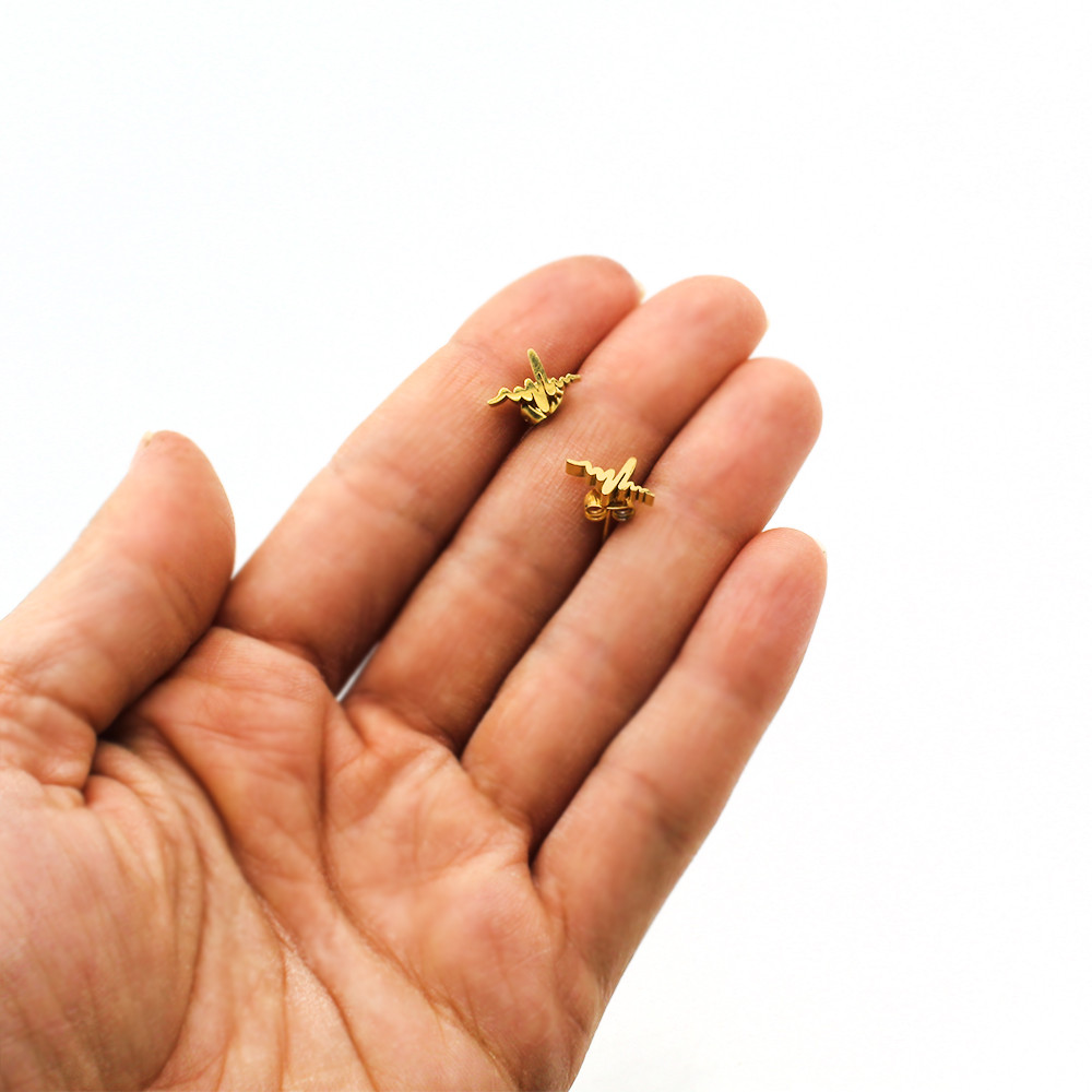 گوشواره دخترانه رزالیا طرح ضربان قلب مدل EGN-2