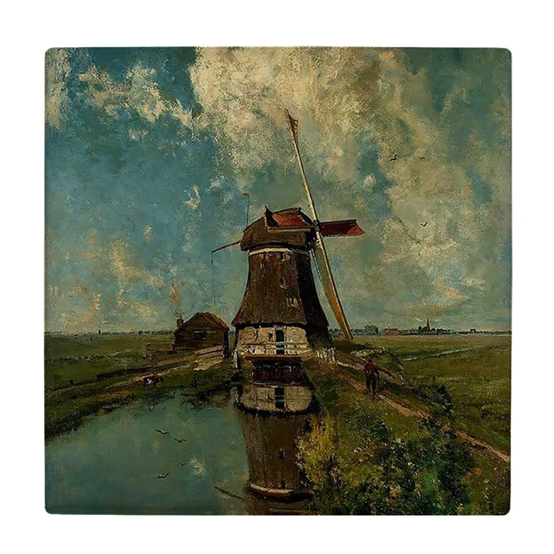  زیر لیوانی  طرح نقاشی آسیاب بادی هلندی کد    5979084_4869