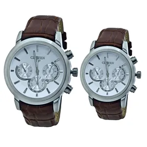 ست ساعت مچی عقربه‌ای کوارتز زنانه و مردانه مدل تک موتور بند فیکس قفل پروانه ای کد 002