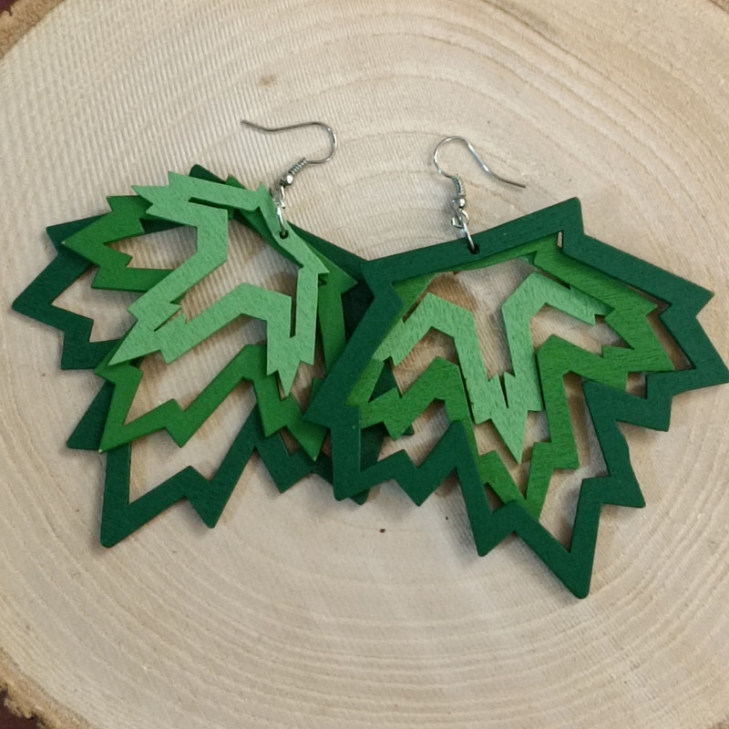 گوشواره زنانه مدل برگ چوبی