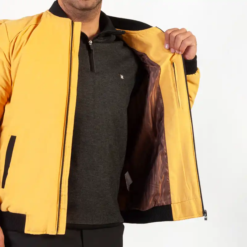 کاپشن مردانه برانگو مدل تک رویه رنگ زرد