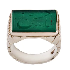 انگشتر نقره مردانه بازرگانی میلادی رکاب دست ساز استاد کاوه خطاطی یا حسین سنگ عقیق یمنی کهنه کد AM_2804