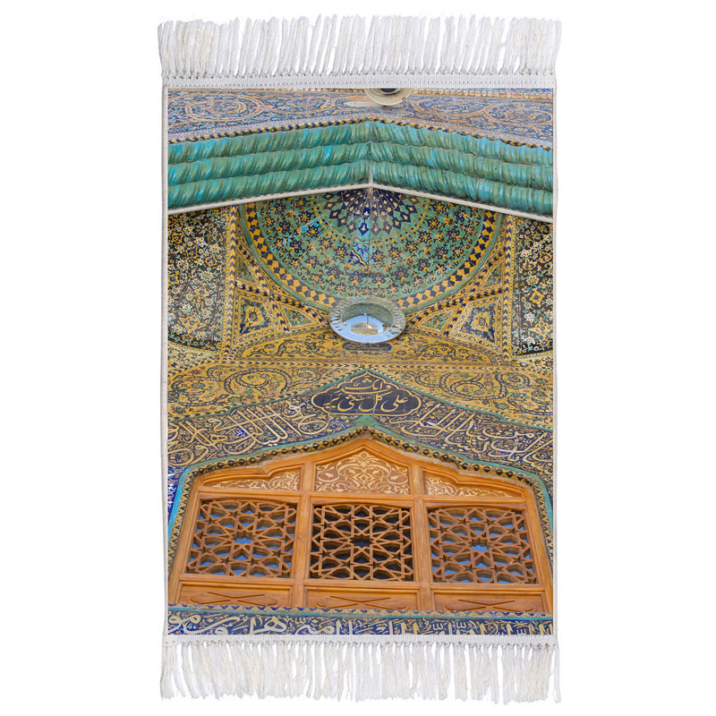 فرش ماشینی دیوارکوب اطلس آبی مدل و انک علی کل شی قدیر کد T4089 