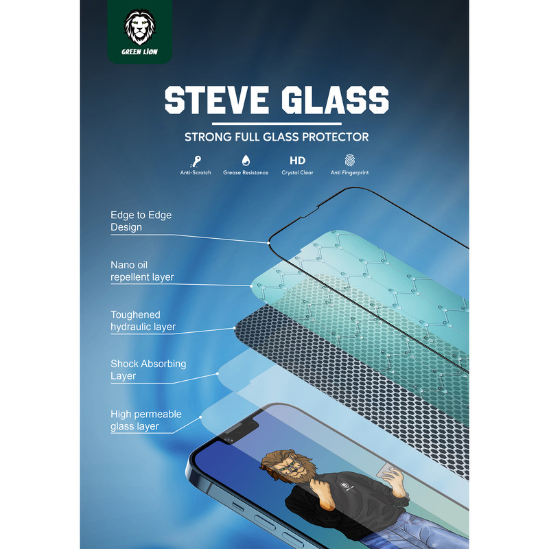 محافظ صفحه نمایش گرین لاین مدل Steve مناسب برای گوشی موبایل اپل iPhone 13 / 13 Pro