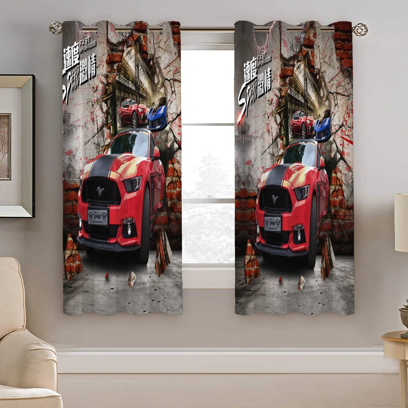 پرده نیروانا طرح ماشین پسرونه مدل مخمل کد 8152 سایز 140×200 سانتی متر