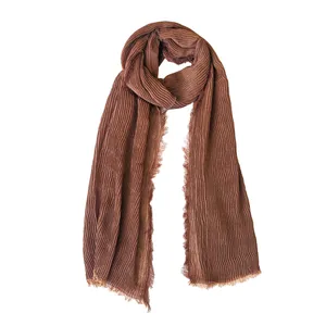 شال زنانه مدل پلیسه لبه ریش کد 001