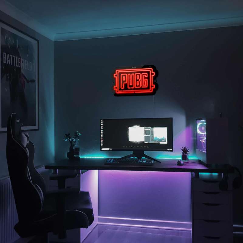 چراغ دیواری نئون دیزاین طرح Pubg-Logo-BL_RD